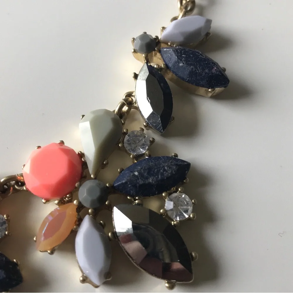 J.CREW Statement Necklace - COBALT BLUE PEACH - Picture 3 of 5